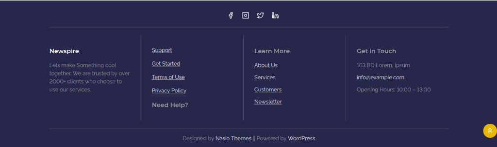 Newspiper theme - footer
