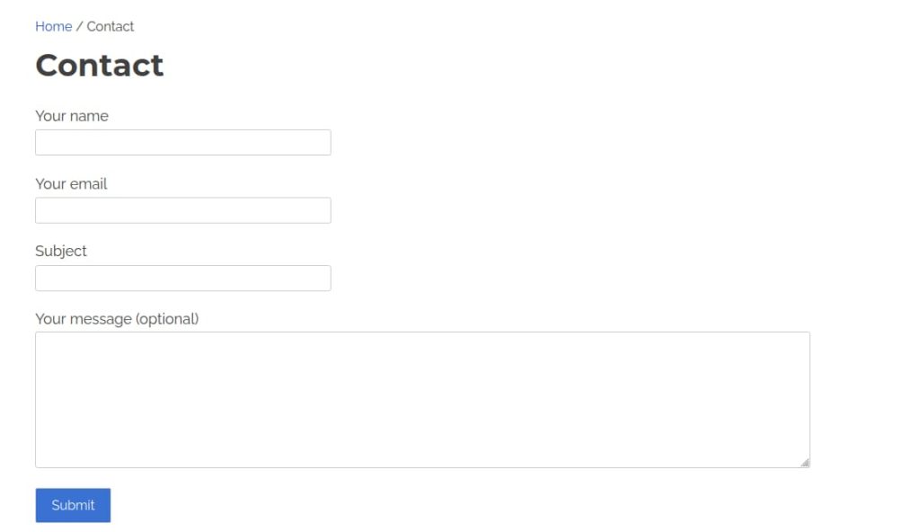 A basic Contact form with Contact Form 7 plugin