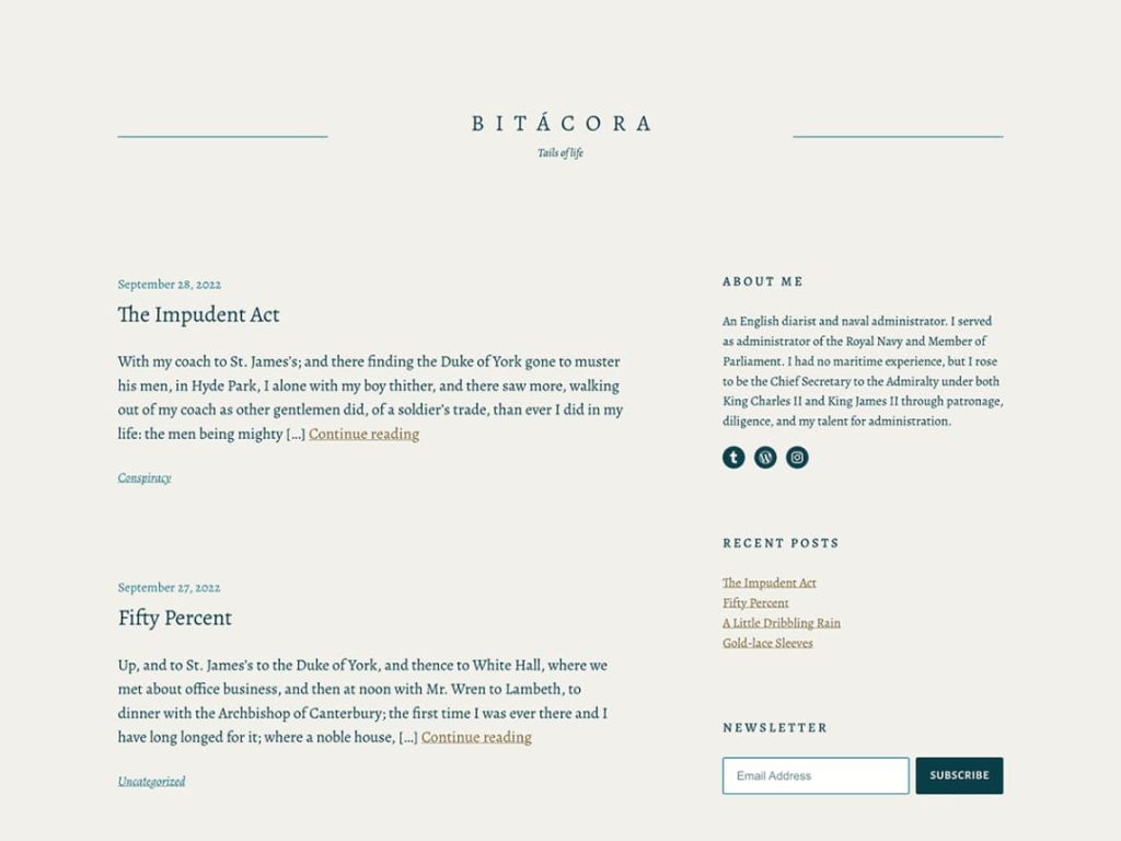 Bitacora WordPress theme screenshot