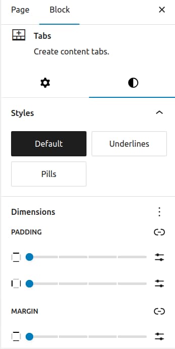 Tab block styles